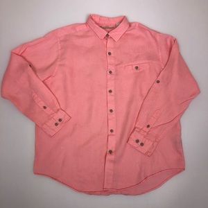 Caribbean Salmon Long Sleeve Linen Shirt XL